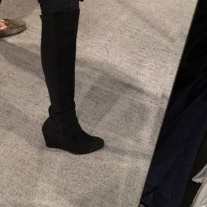 STUART WEITZMAN SUEDE/ELASTIC OVER THE KNEE BOOTS